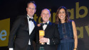 Pictured: Nick Turton, external affairs director, Energy
Institute (left) and compere Julia Bradbury present
Michael McGowan with the award.